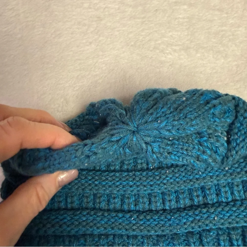 C.C Knit Beanie Set - Teal and Black